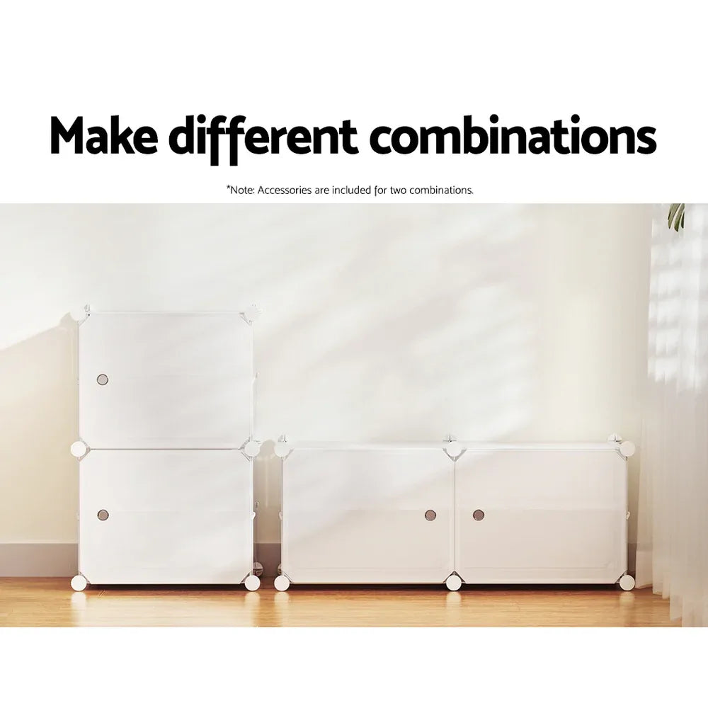 Artiss Shoe Rack DIY Set of 2 Storage Cube Stackable White - Mekamart Australia