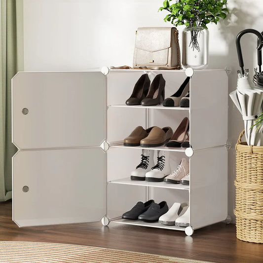 Artiss Shoe Rack DIY Set of 2 Storage Cube Stackable White - Mekamart Australia