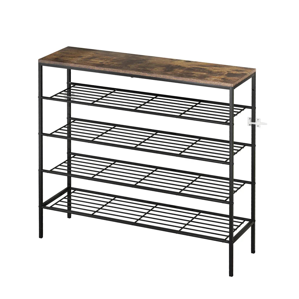 Artiss Shoe Rack 5-tier 25 Pairs Walnut Bob - Mekamart Australia