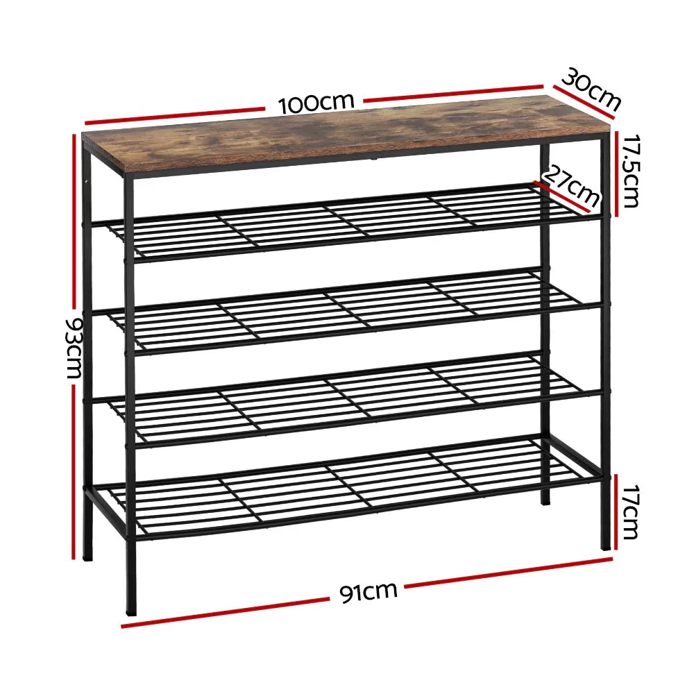 Artiss Shoe Rack 5-tier 25 Pairs Walnut Bob - Mekamart Australia