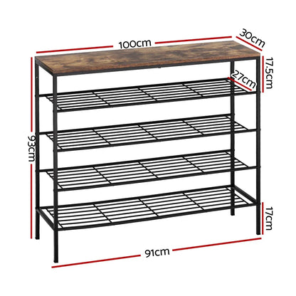 Artiss Shoe Rack 5-tier 25 Pairs Walnut Bob - Mekamart Australia