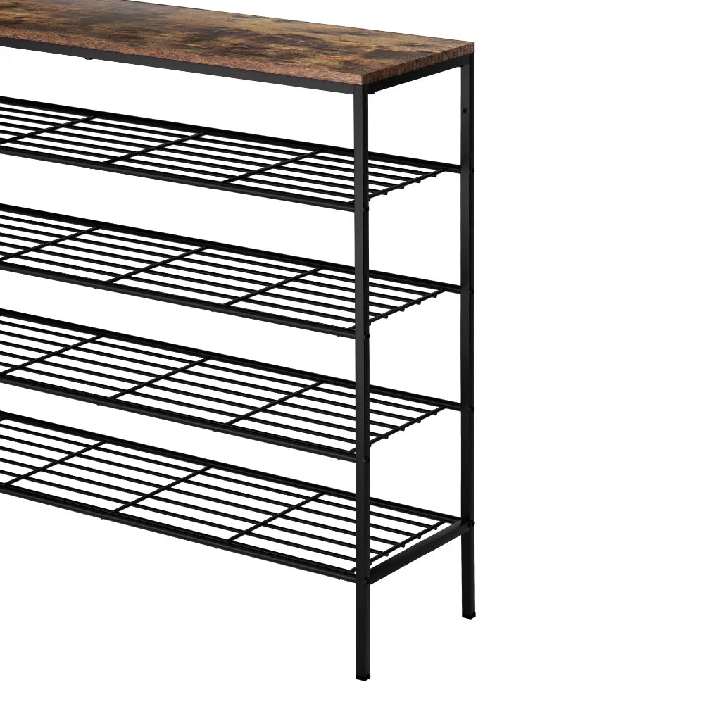 Artiss Shoe Rack 5-tier 25 Pairs Walnut Bob - Mekamart Australia