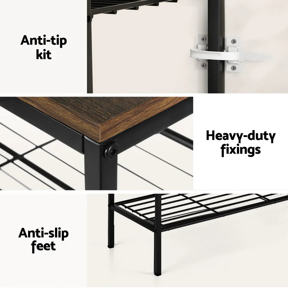 Artiss Shoe Rack 5-tier 25 Pairs Walnut Bob - Mekamart Australia