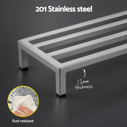 Giantz 60x35cm Dunnage Rack 2-Pack Stainless Steel Kitchen Floor Stand