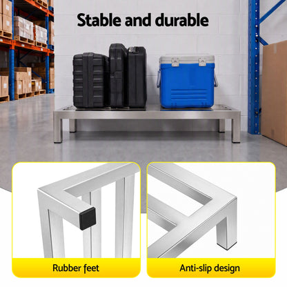 Giantz 60x35cm Dunnage Rack 2-Pack Stainless Steel Kitchen Floor Stand