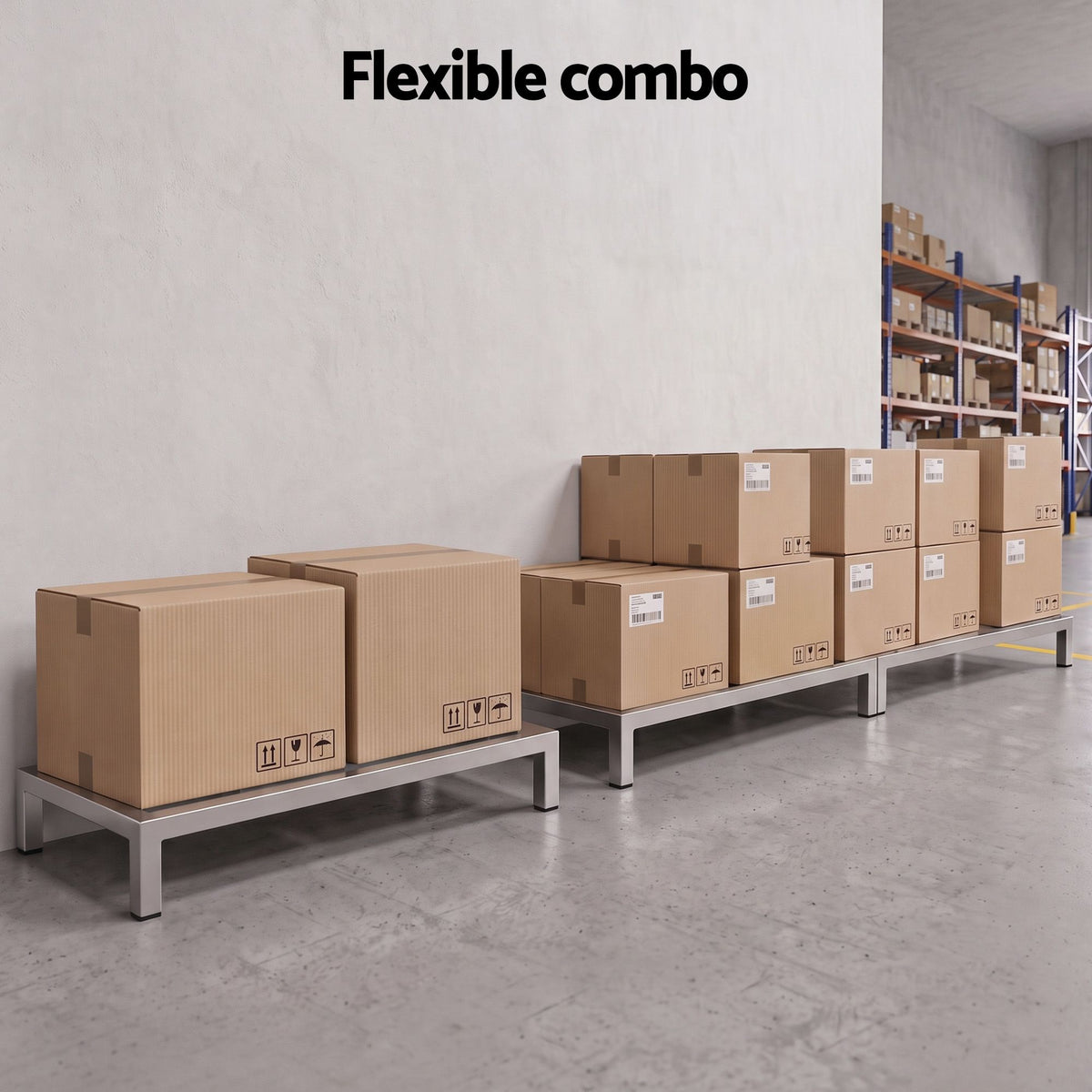 Giantz 60x35cm Dunnage Rack 2-Pack Stainless Steel Kitchen Floor Stand