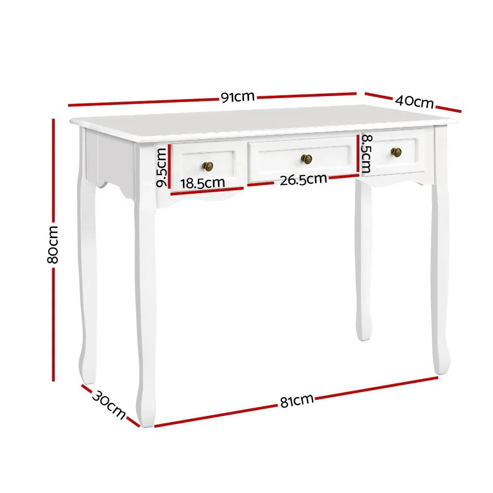 Artiss Console Table 3 Drawers White Hamptons - Mekamart Australia
