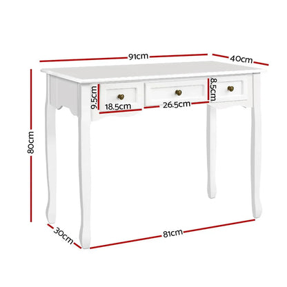 Artiss Console Table 3 Drawers White Hamptons - Mekamart Australia