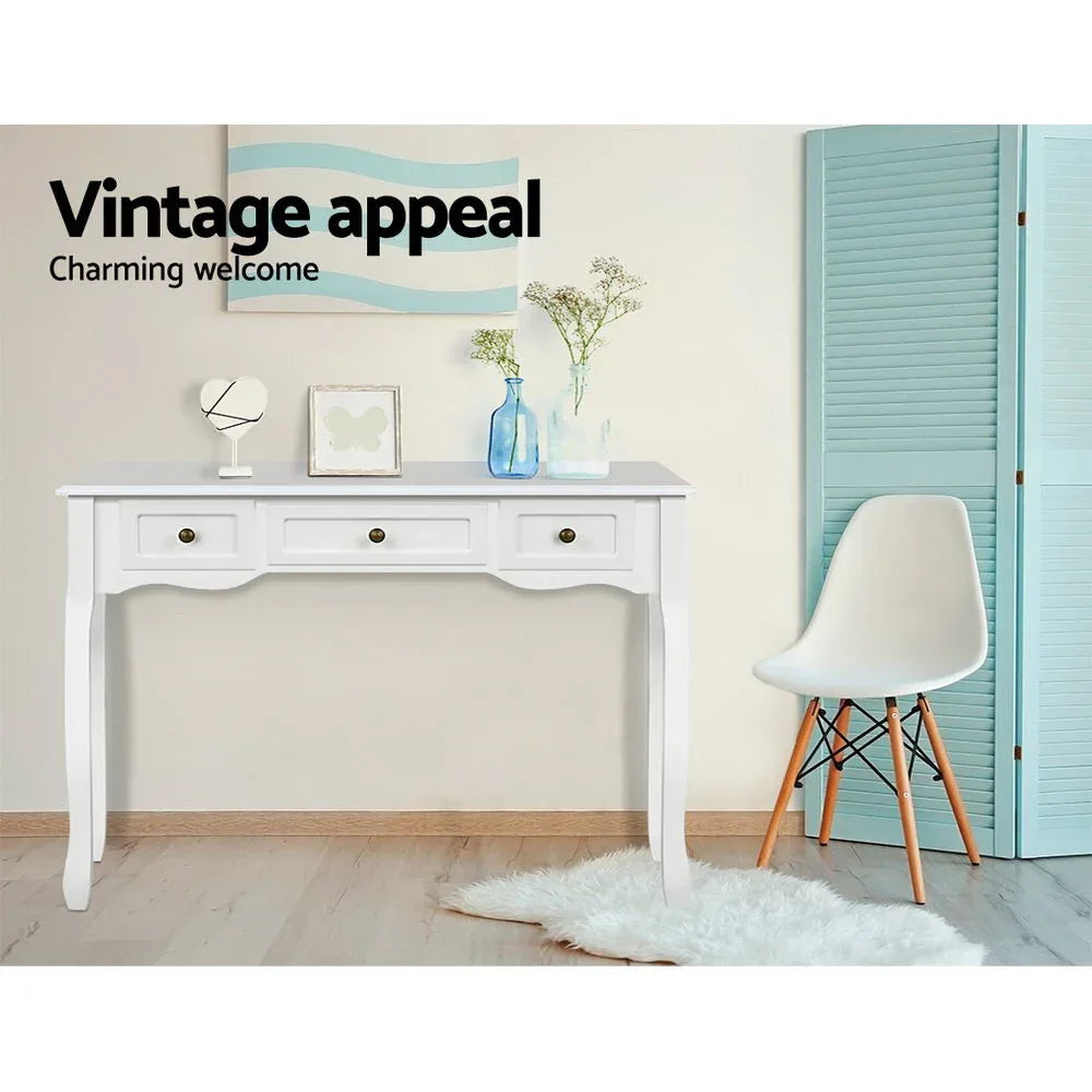 Artiss Console Table 3 Drawers White Hamptons - Mekamart Australia