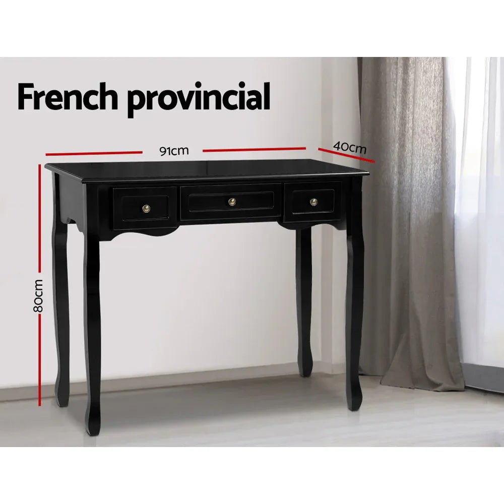 Artiss Console Table 3 Drawers Black Hamptons - Mekamart Australia