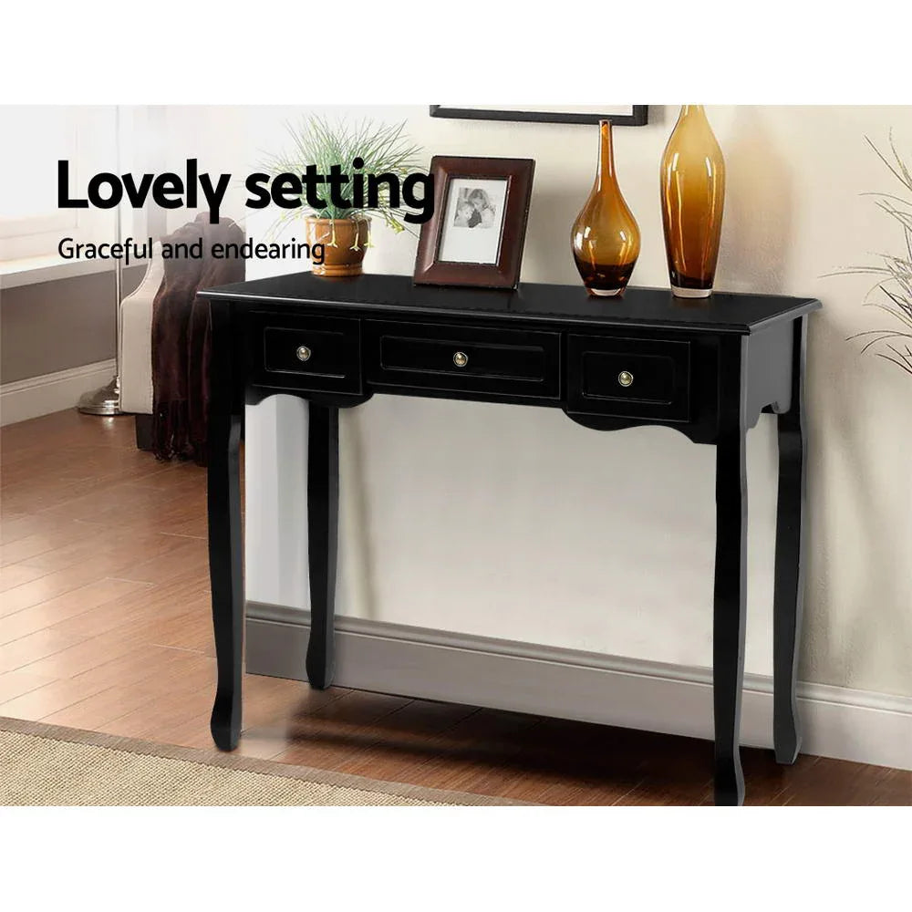Artiss Console Table 3 Drawers Black Hamptons - Mekamart Australia