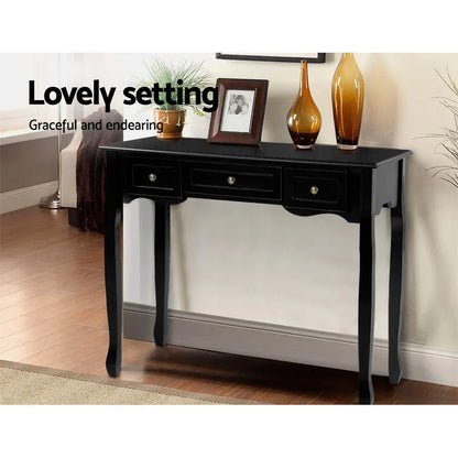 Artiss Console Table 3 Drawers Black Hamptons - Mekamart Australia