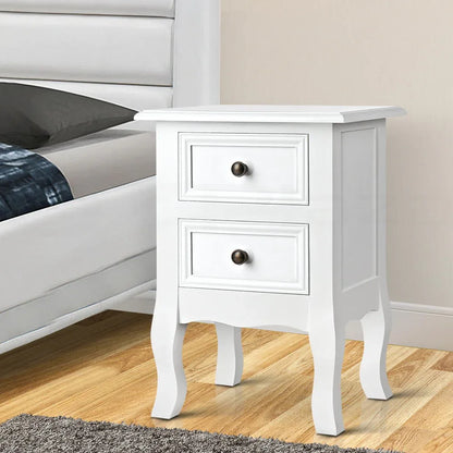 Artiss Bedside Table 2 Drawers - BISSET White - Mekamart Australia