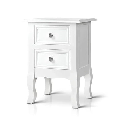 Artiss Bedside Table 2 Drawers - BISSET White - Mekamart Australia