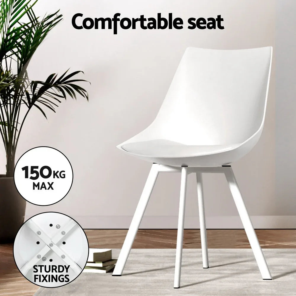 1 Artiss Dining Table and 4 Chairs Set Rectangle White - Mekamart Australia
