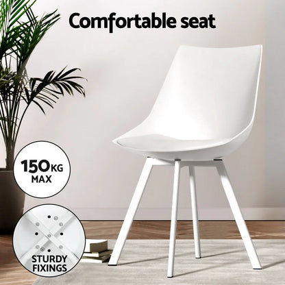 1 Artiss Dining Table and 4 Chairs Set Rectangle White - Mekamart Australia