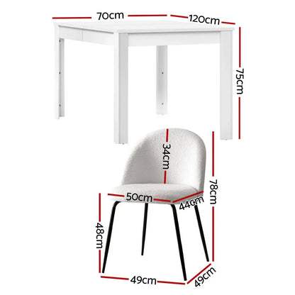 1 Artiss Dining Table and 4 Chairs Set White Sherpa - Mekamart Australia
