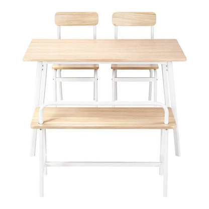 Artiss Dining Table and Chairs Set of 4 Bench Kitchen Furniture Natural and White - Mekamart Australia