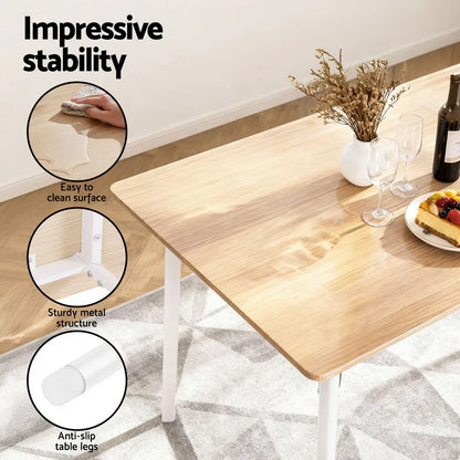 Artiss Dining Table and Chairs Set of 4 Bench Kitchen Furniture Natural and White - Mekamart Australia