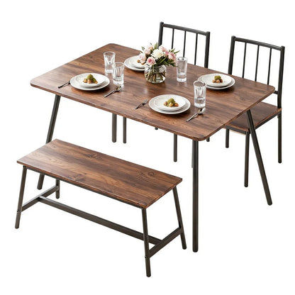 Artiss Dining Table and Chairs Set of 4 Bench Kitchen Furniture Rustic Brown - Mekamart Australia