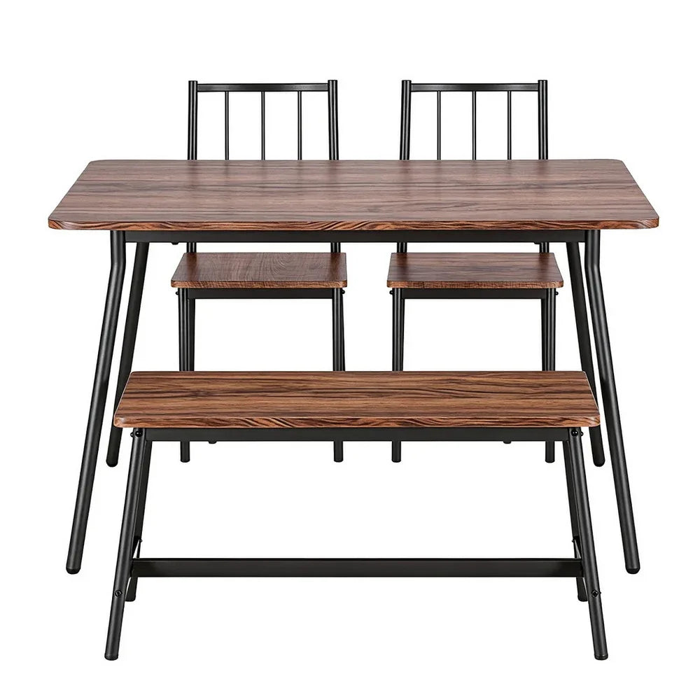 Artiss Dining Table and Chairs Set of 4 Bench Kitchen Furniture Rustic Brown - Mekamart Australia