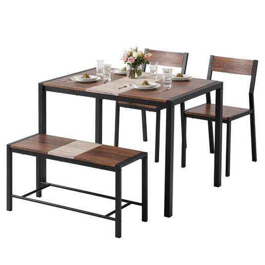 Artiss Dining Table and Chairs Set of 4 Bench Kitchen Furniture Rustic Brown - Mekamart Australia