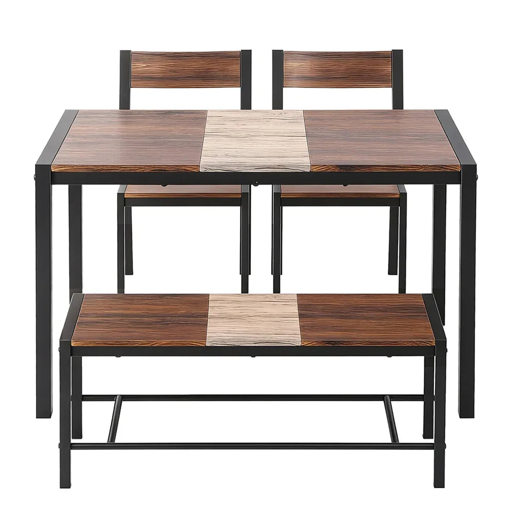 Artiss Dining Table and Chairs Set of 4 Bench Kitchen Furniture Rustic Brown - Mekamart Australia
