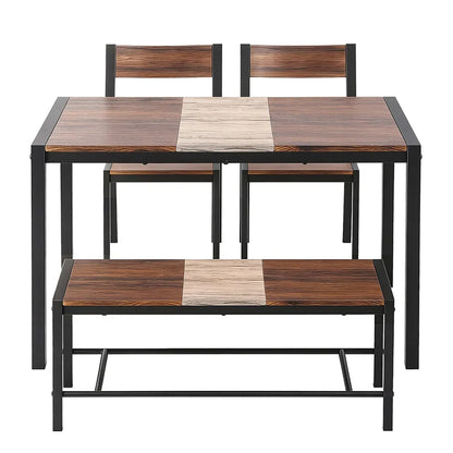 Artiss Dining Table and Chairs Set of 4 Bench Kitchen Furniture Rustic Brown - Mekamart Australia