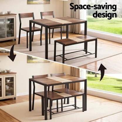 Artiss Dining Table and Chairs Set of 4 Bench Kitchen Furniture Rustic Brown - Mekamart Australia