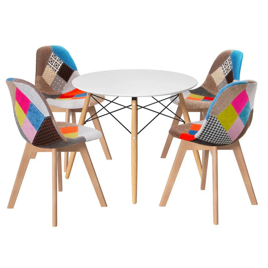 1 Artiss Dining Table and 4 Chairs Set DSW White - Mekamart Australia