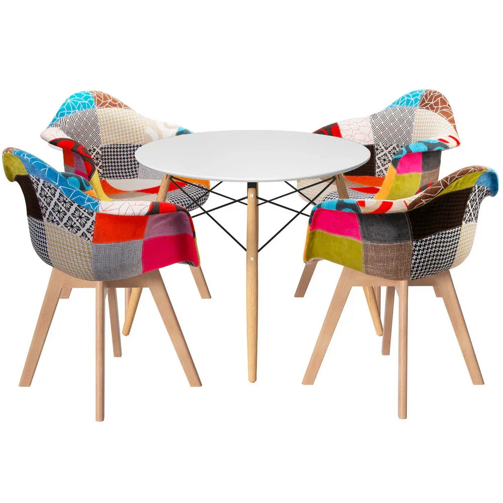 1 Artiss Dining Table and 4 Chairs Set DSW White - Mekamart Australia