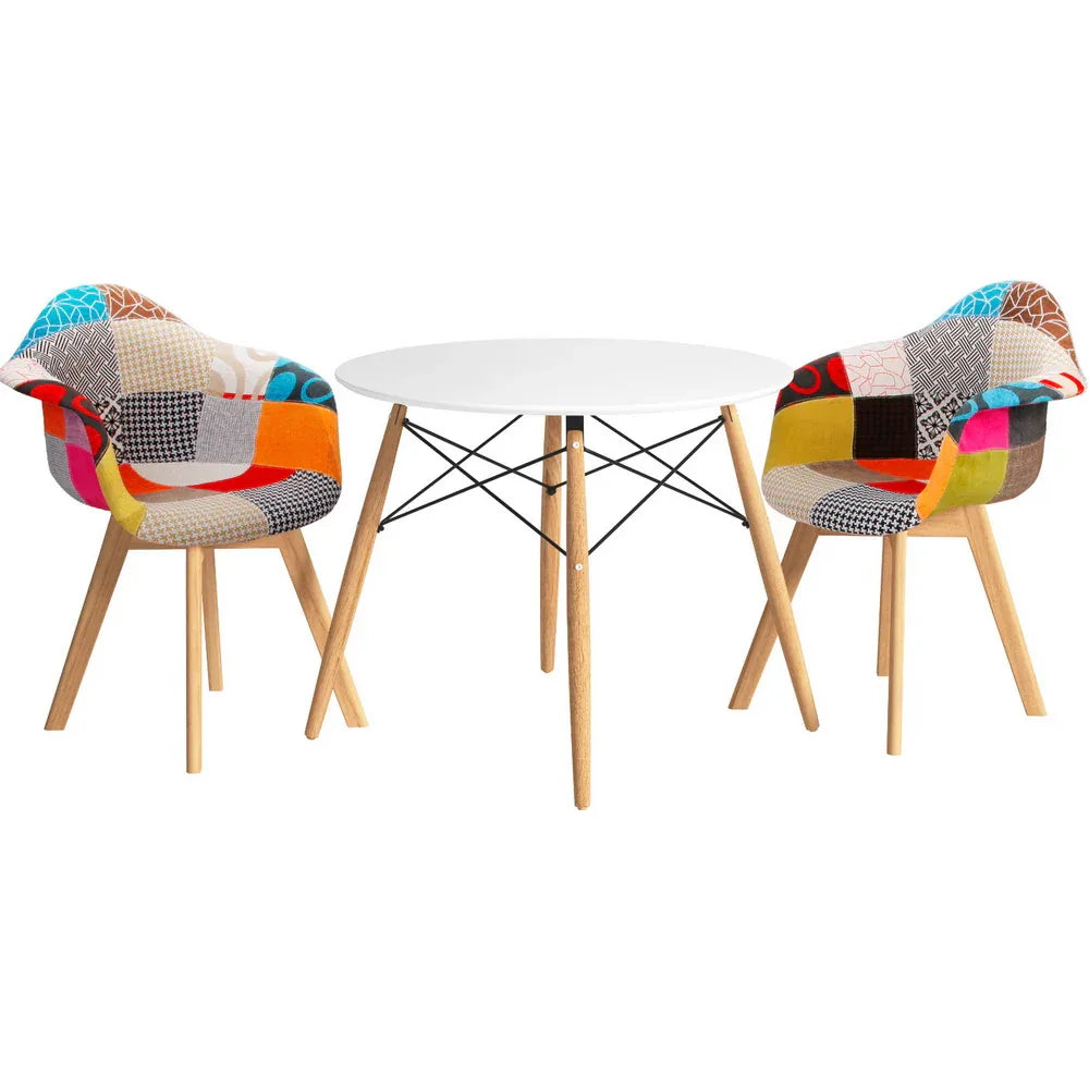 1 Artiss Dining Table and 2 Chairs Set DSW 90cm - Mekamart Australia