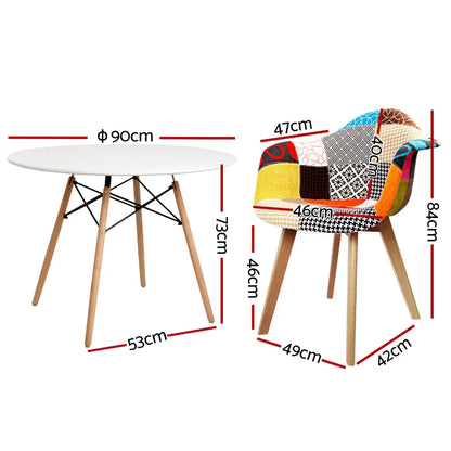 1 Artiss Dining Table and 2 Chairs Set DSW 90cm - Mekamart Australia