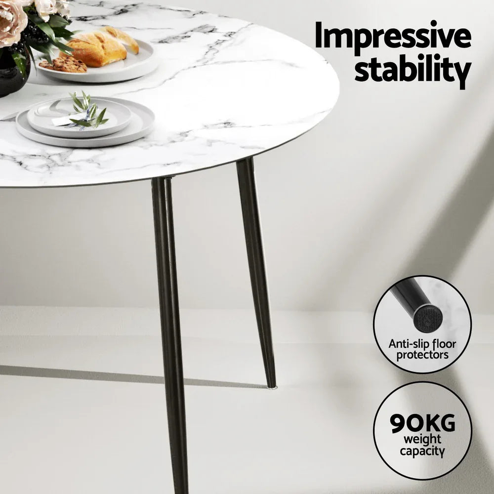 1 Artiss Dining Table and 4 Chairs Set Marble Black - Mekamart Australia