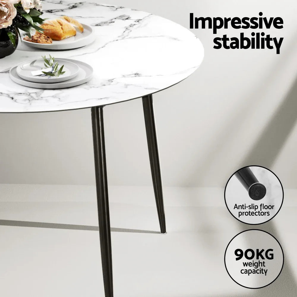 1 Artiss Dining Table and 4 Chairs Set Marble Grey - Mekamart Australia