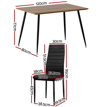 1 Artiss Dining Table and 4 Chairs Set Rectangle Metal - Mekamart Australia