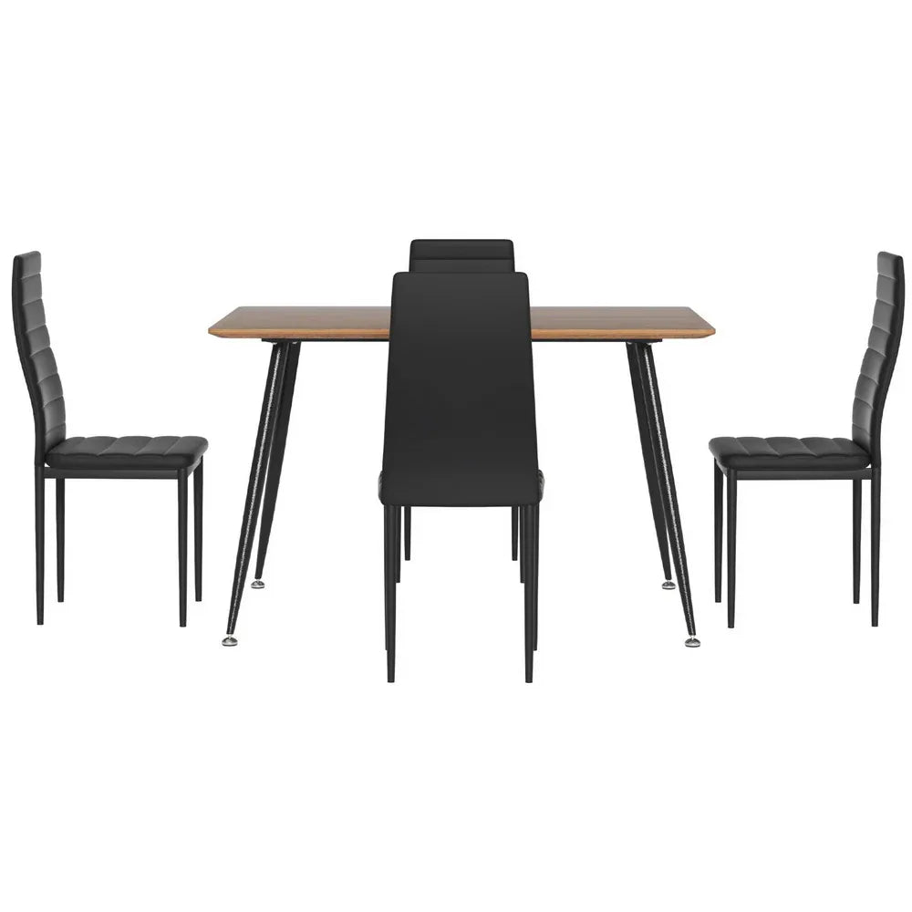 1 Artiss Dining Table and 4 Chairs Set Rectangle Metal - Mekamart Australia