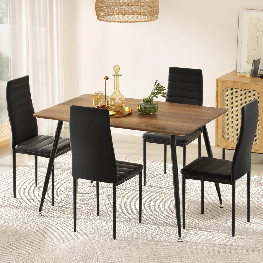 1 Artiss Dining Table and 4 Chairs Set Rectangle Metal - Mekamart Australia