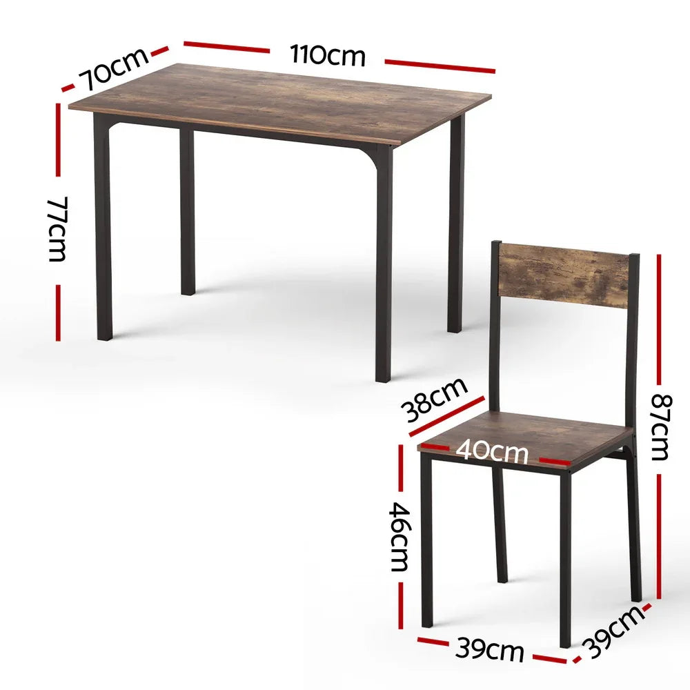 Artiss Dining Table and Chairs Set of 5 Compact Kitchen Furniture Rustic Brown - Mekamart Australia