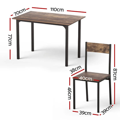 Artiss Dining Table and Chairs Set of 5 Compact Kitchen Furniture Rustic Brown - Mekamart Australia