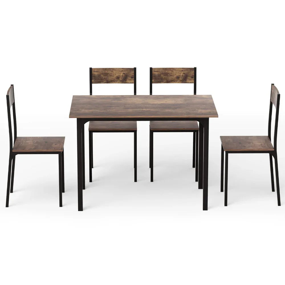 Artiss Dining Table and Chairs Set of 5 Compact Kitchen Furniture Rustic Brown - Mekamart Australia