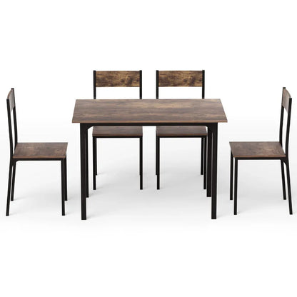 Artiss Dining Table and Chairs Set of 5 Compact Kitchen Furniture Rustic Brown - Mekamart Australia