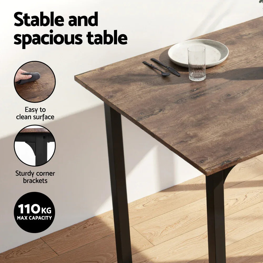 Artiss Dining Table and Chairs Set of 5 Compact Kitchen Furniture Rustic Brown - Mekamart Australia