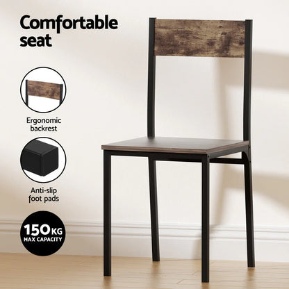 Artiss Dining Table and Chairs Set of 5 Compact Kitchen Furniture Rustic Brown - Mekamart Australia