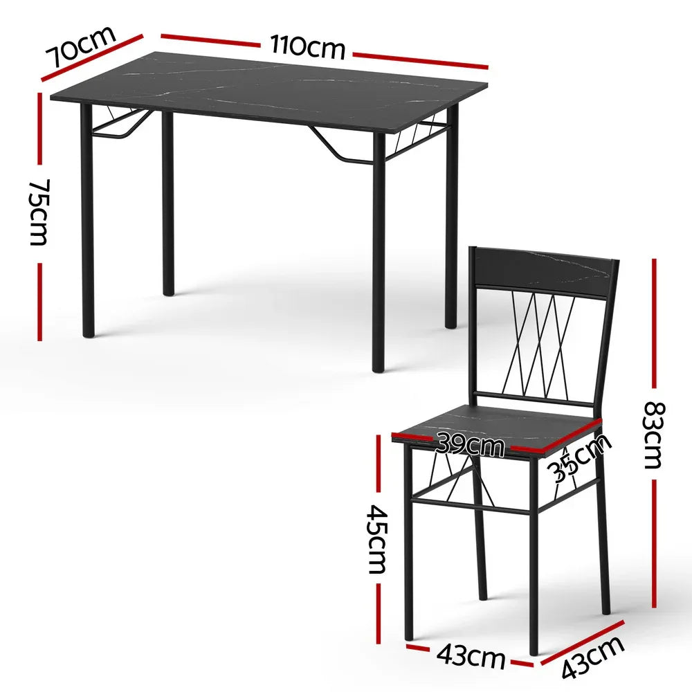 Artiss Dining Table and Chairs Set of 5 Compact Kitchen Furniture Marble Black - Mekamart Australia