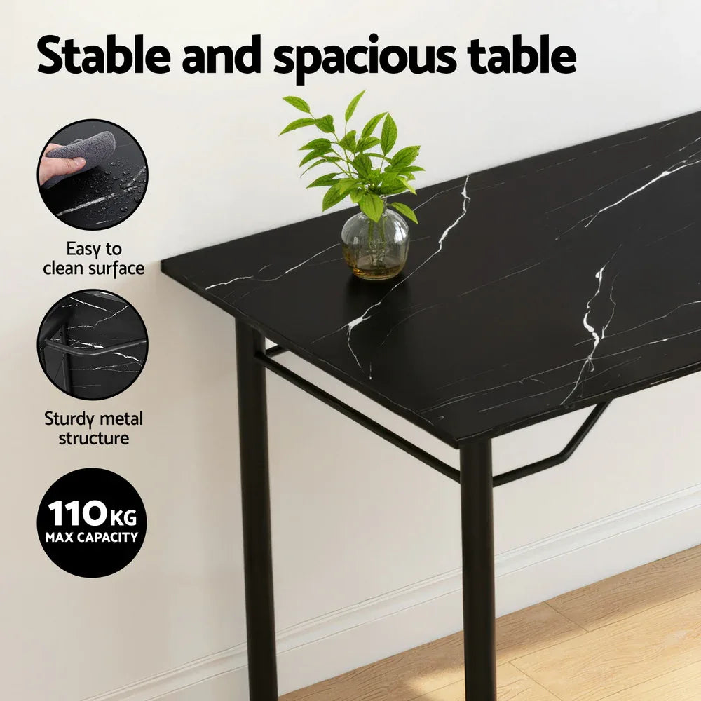 Artiss Dining Table and Chairs Set of 5 Compact Kitchen Furniture Marble Black - Mekamart Australia