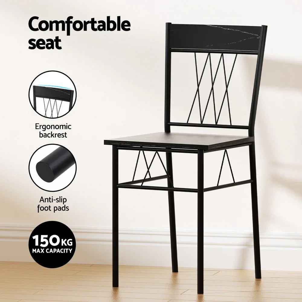 Artiss Dining Table and Chairs Set of 5 Compact Kitchen Furniture Marble Black - Mekamart Australia