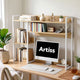 Artist Desk Organizer 2-Tier Desk Shelf 24cm Depth for Unblocked Monitor View Asymmetrical Desk Hutch Dorm for WFH & Gaming Heavy-Duty