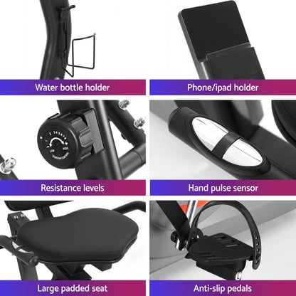 Everfit Exercise Bike Recumbent Cycling Magnetic Bluetooth App Connect Home Gym