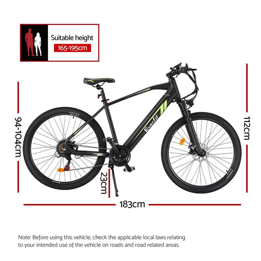 Everfit 27.5 Inch Electric Bike Mountain Bicycle eBike Battery 21 Speed